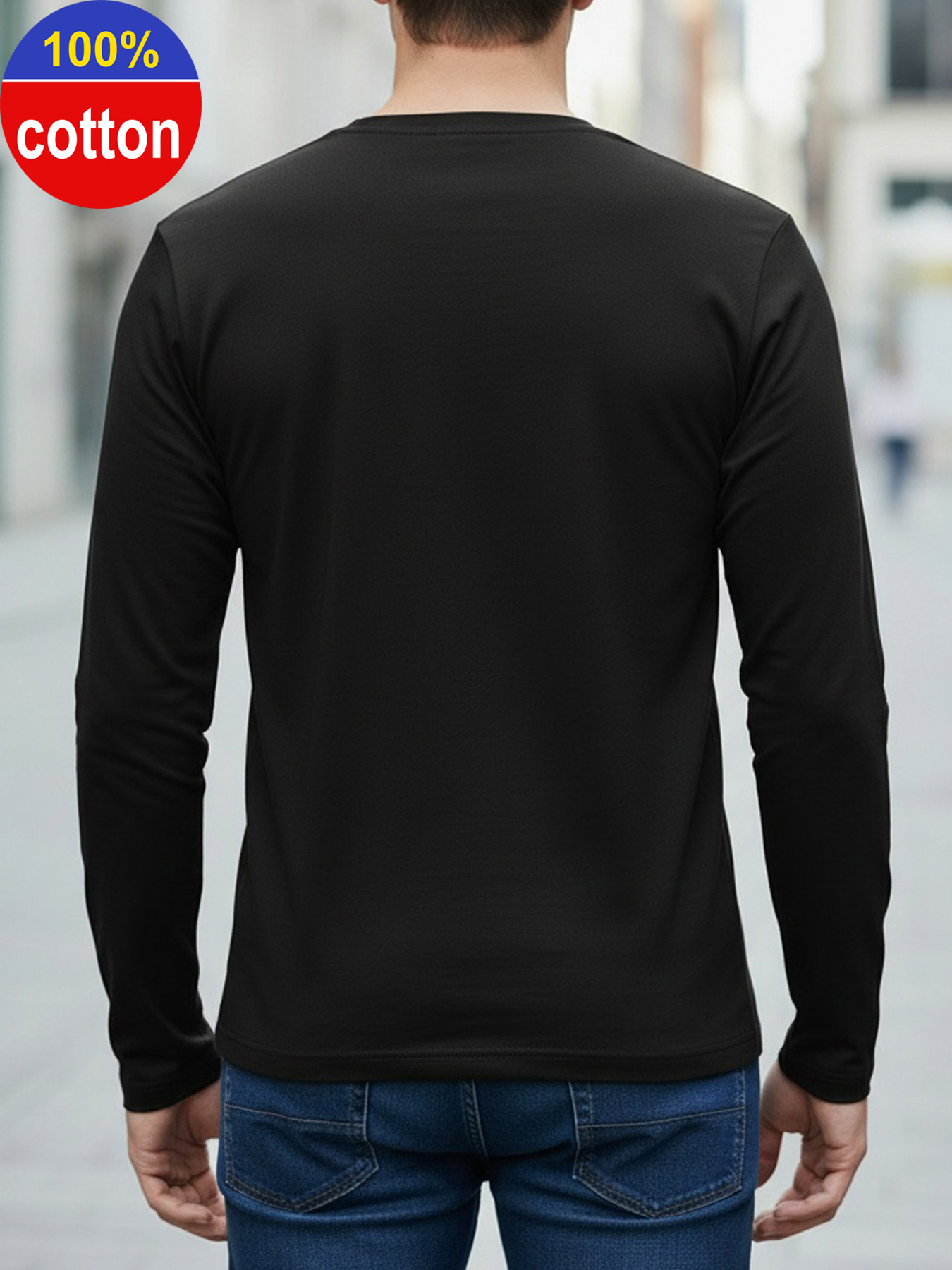 100% ピュアコットンメンズ長袖ラウンドネックルーズオート - Men'S Fashion Trends のレビューと価格