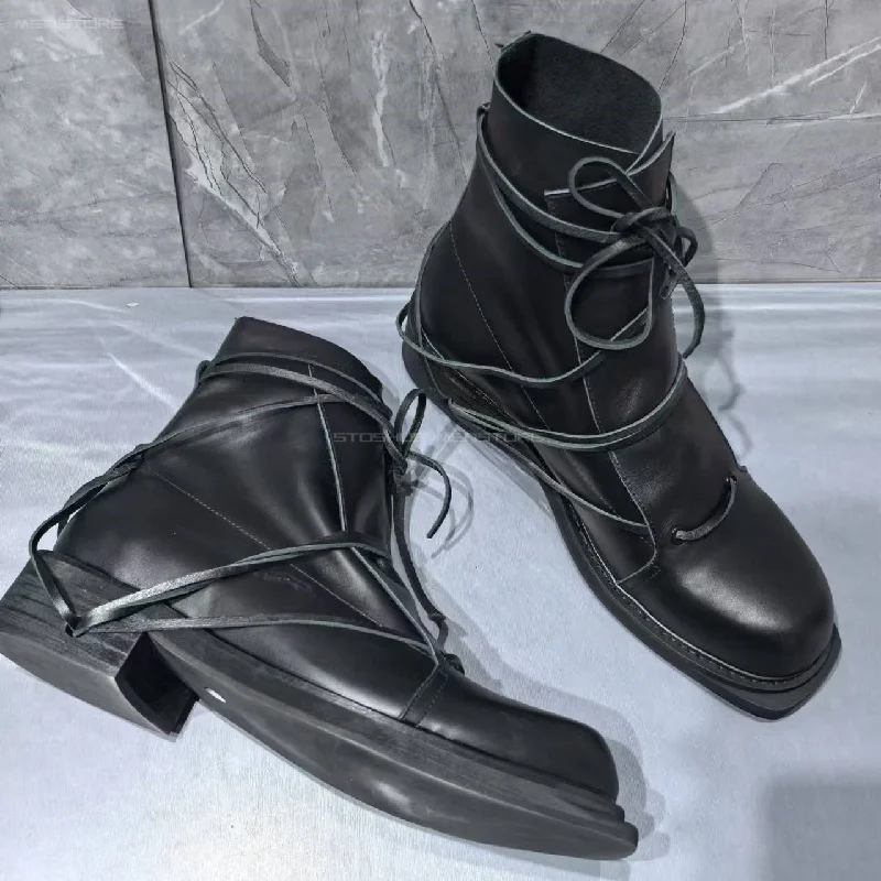 男性用の本革の四角いつま先のショートブーツ,英国のチェルシー - Chelsea Boots Men のレビューと価格