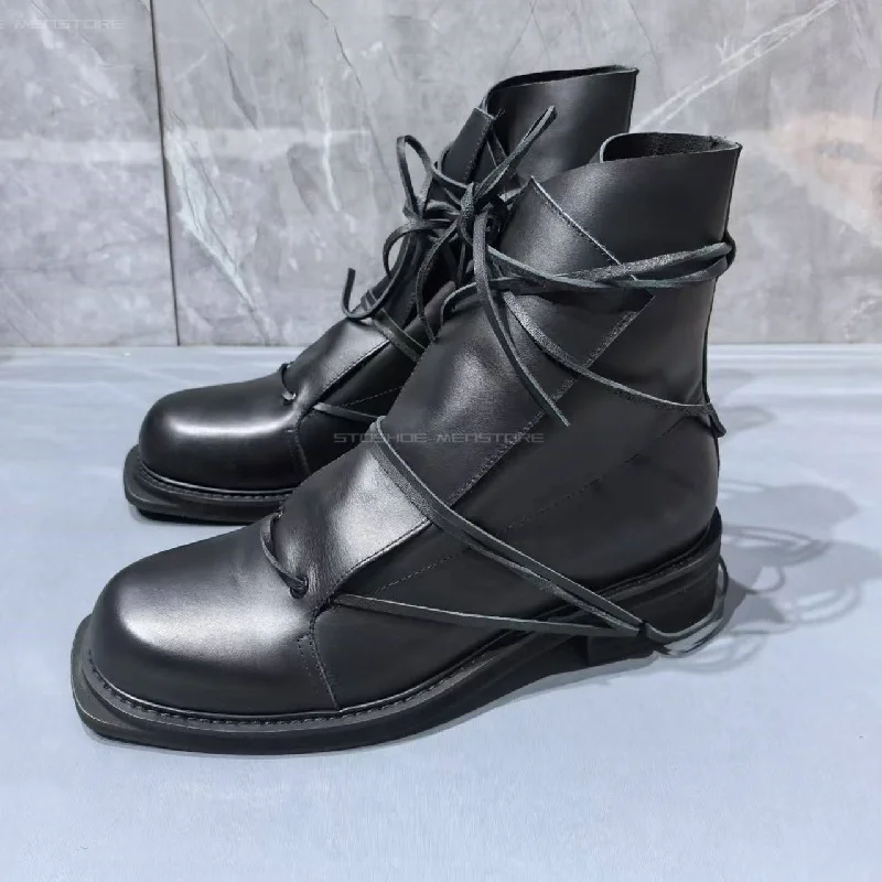 男性用の本革の四角いつま先のショートブーツ,英国のチェルシー - Chelsea Boots Men のレビューと価格