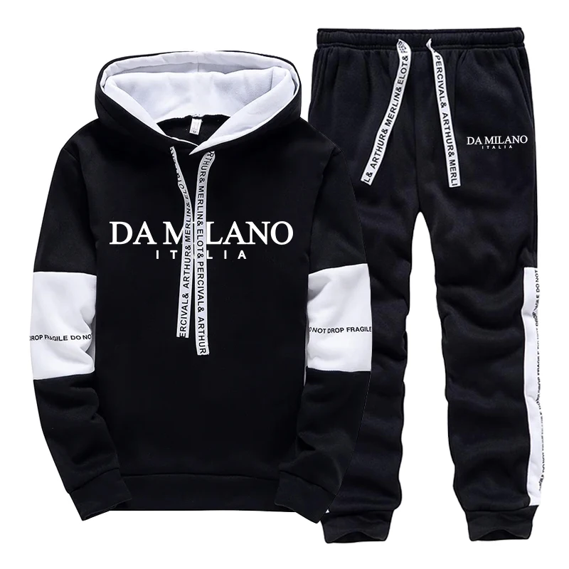 黒白秋冬メンズトラックスーツカジュアルフード付きスウェットシ - Men'S Fashion Clothing のレビューと価格