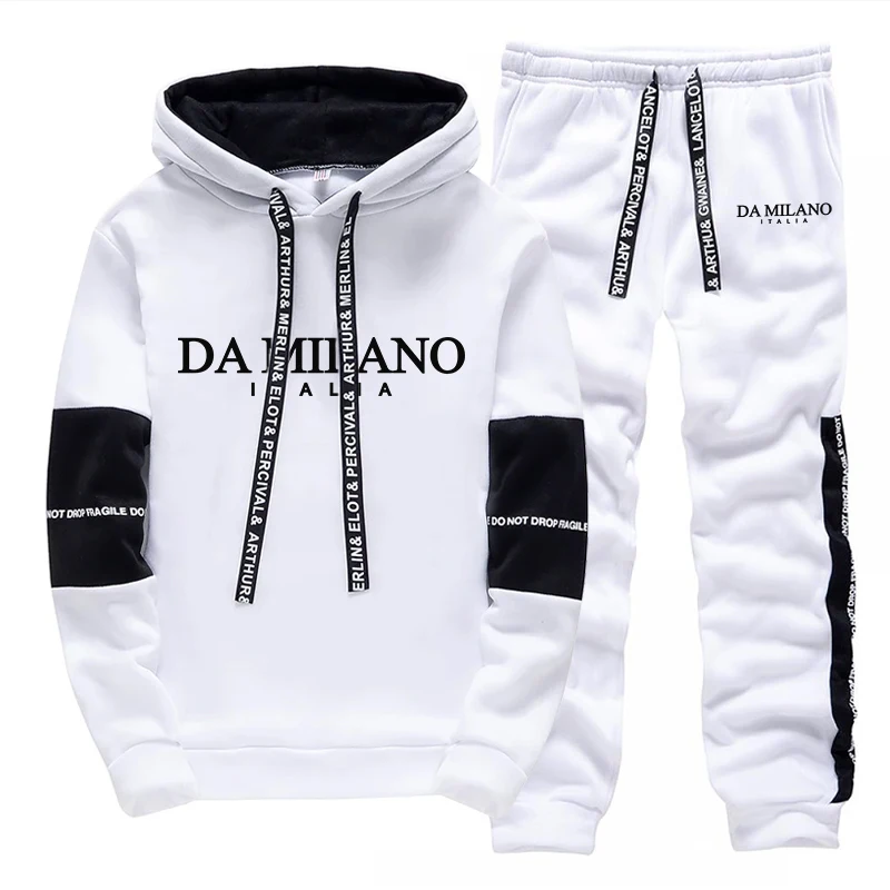 黒白秋冬メンズトラックスーツカジュアルフード付きスウェットシ - Men'S Fashion Clothing のレビューと価格