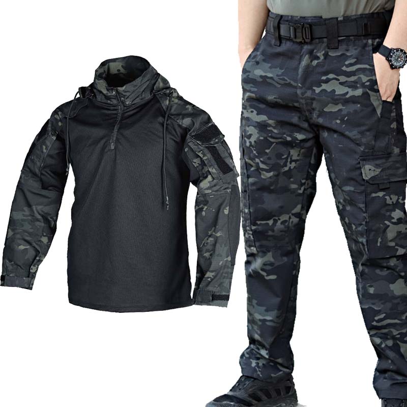 メンズ CP 迷彩戦術コンバットシャツ & パンツセット軍事 - Military Shirt Men のレビューと価格