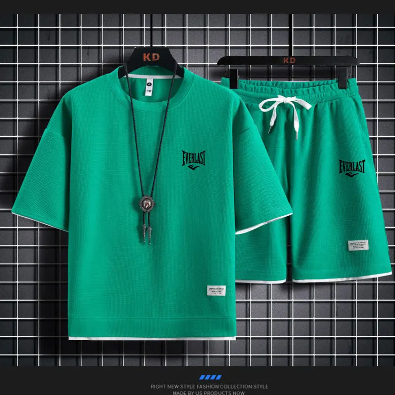 2026年ワッフル柄2ピースメンズショートパンツセットサマー - Men'S Fashion Clothing のレビューと価格