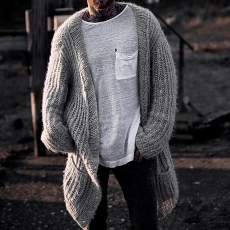 メンズ韓国スタイルの厚手の針カーディガンセーター,ミッドロン - Men'S Fashion V Neck Sweater のレビューと価格