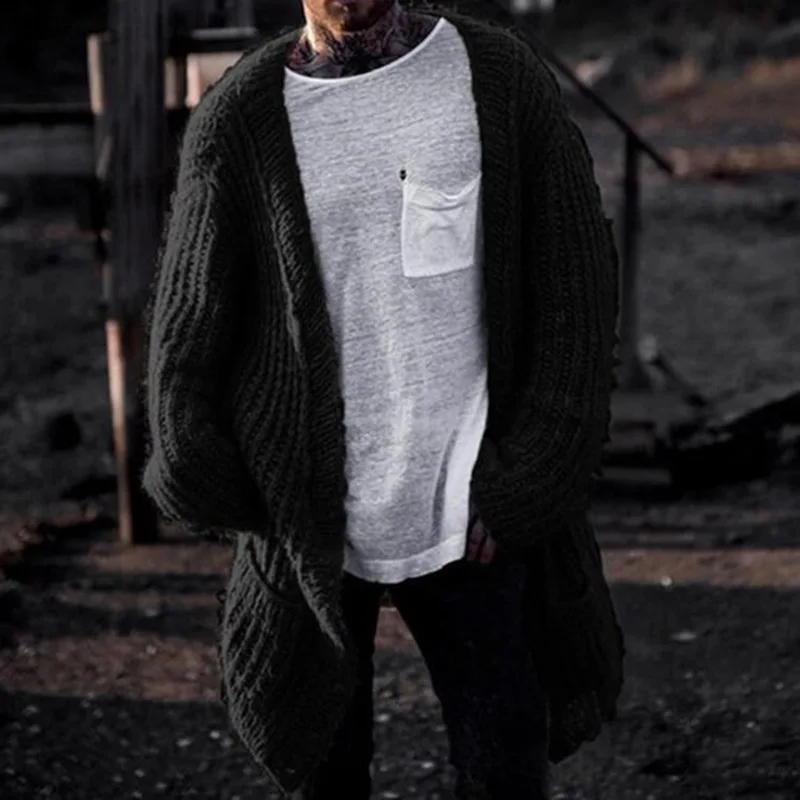 メンズ韓国スタイルの厚手の針カーディガンセーター,ミッドロン - Men'S Fashion V Neck Sweater のレビューと価格