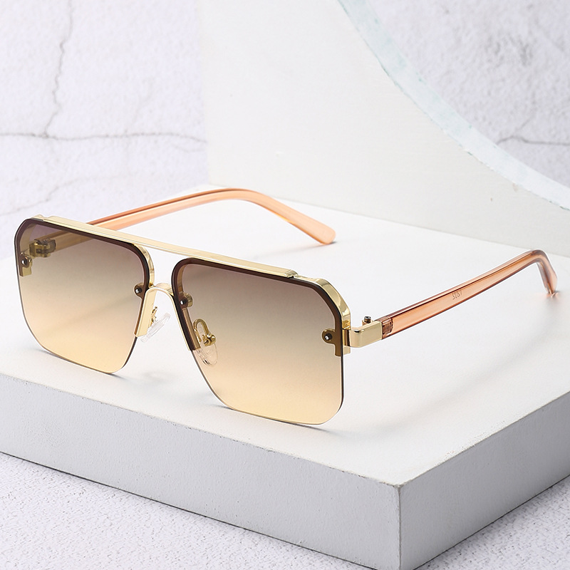 新しいグラデーションサングラス男性用ファッションメタルビッグ - Men'S Fashion Glasses のレビューと価格