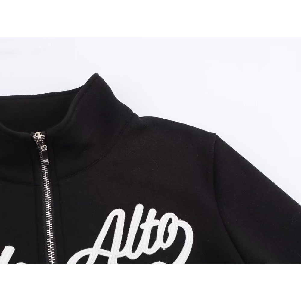 カジュアルレディースブラックバーシティスポーツセットハイネッ - Varsity Jacket Letterman のレビューと価格