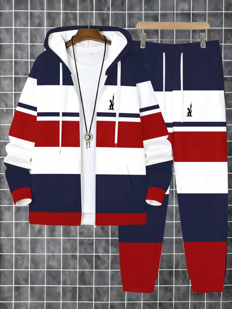メンズジップアップフーディートラックスーツセット ファッショ - Men'S Fashion Zipper Hoodie のレビューと価格