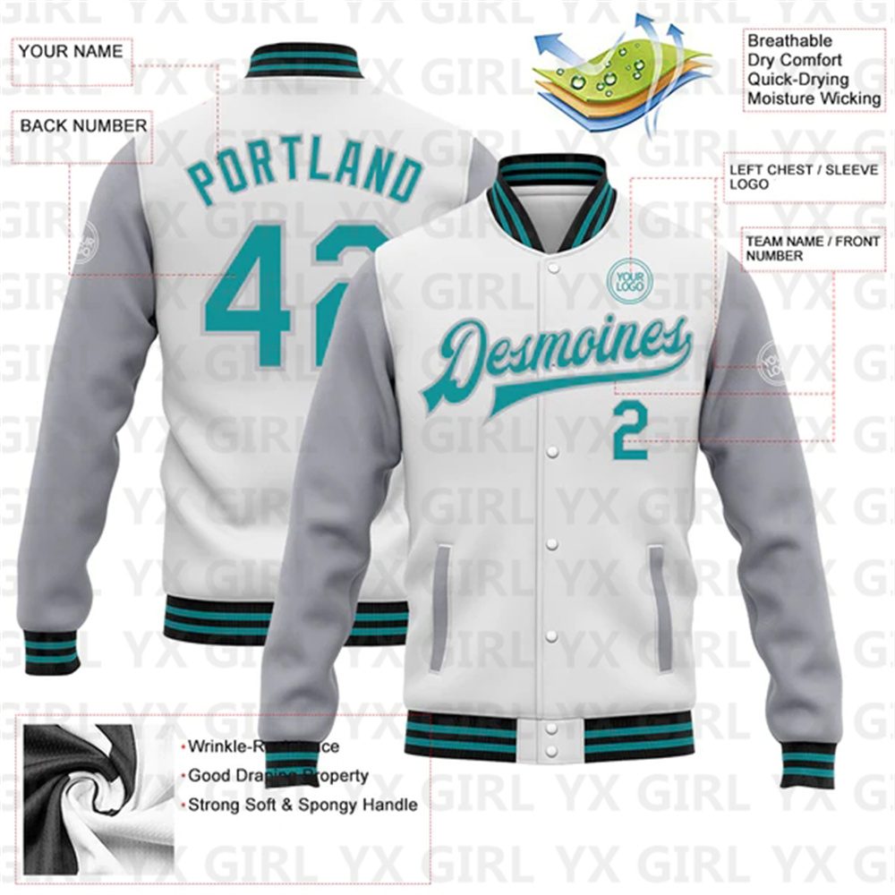 カスタムボンバーフルスナップバーシティジャケット、2トーンジ - Varsity Jacket Letterman のレビューと価格