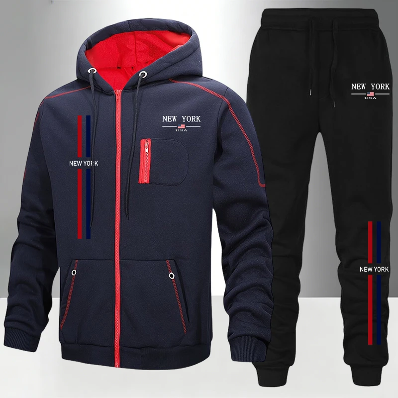メンズセット/コート/パンツ 秋冬スポーツウェア 2026新 - Men'S Fashion Zipper Hoodie のレビューと価格