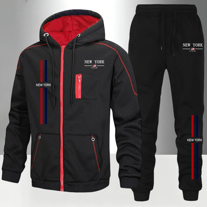 メンズセット/コート/パンツ 秋冬スポーツウェア 2026新 - Men'S Fashion Zipper Hoodie のレビューと価格