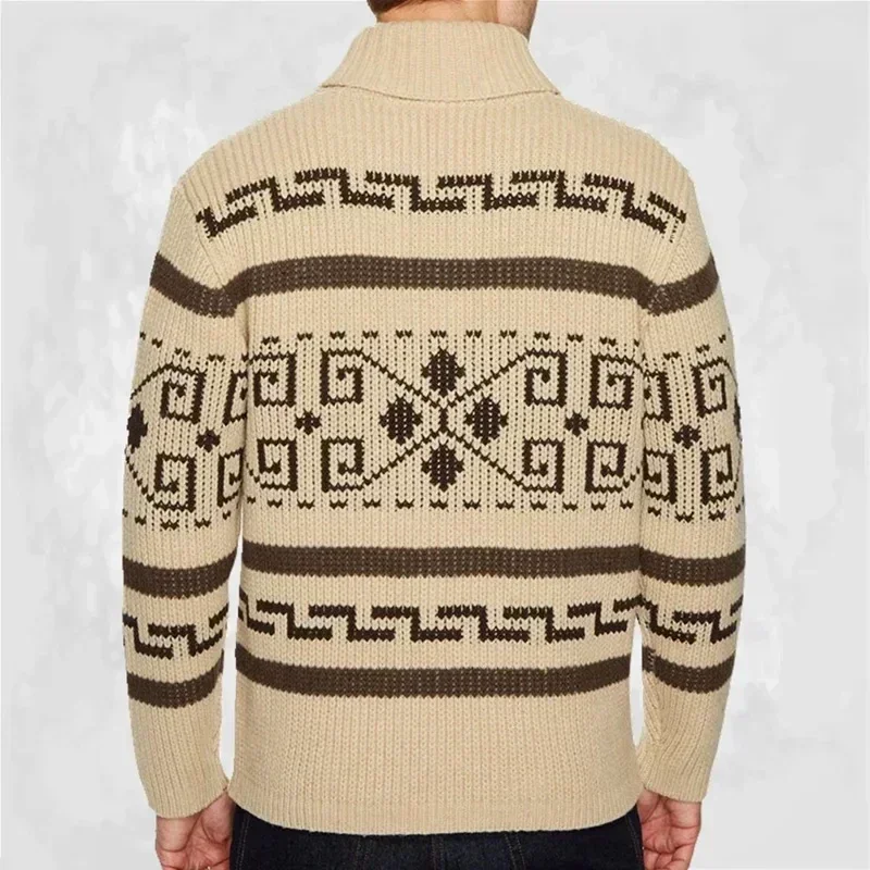 メンズ冬のセーターカーディガンヴィンテージジャカードニットシ - Men'S Fashion V Neck Sweater のレビューと価格