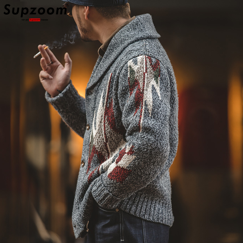 男性用の厚手のコットンカーディガン,襟を折りたたんだシングル - Men'S Fashion V Neck Sweater のレビューと価格