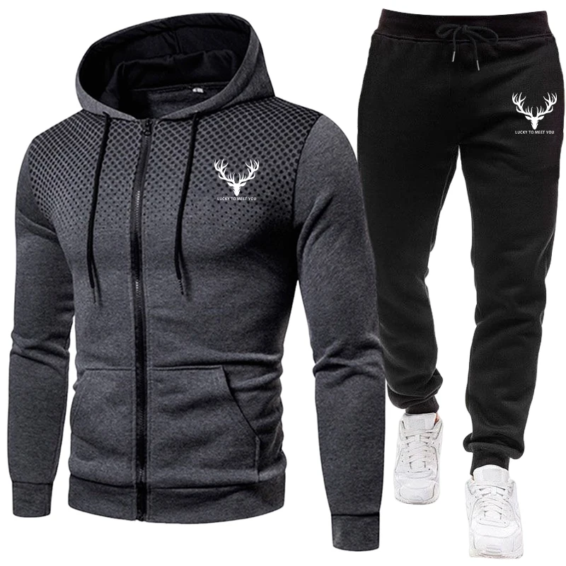 2026新作 メンズセット ジップアップパーカーと黒のスウェ - Men'S Fashion Zipper Hoodie のレビューと価格