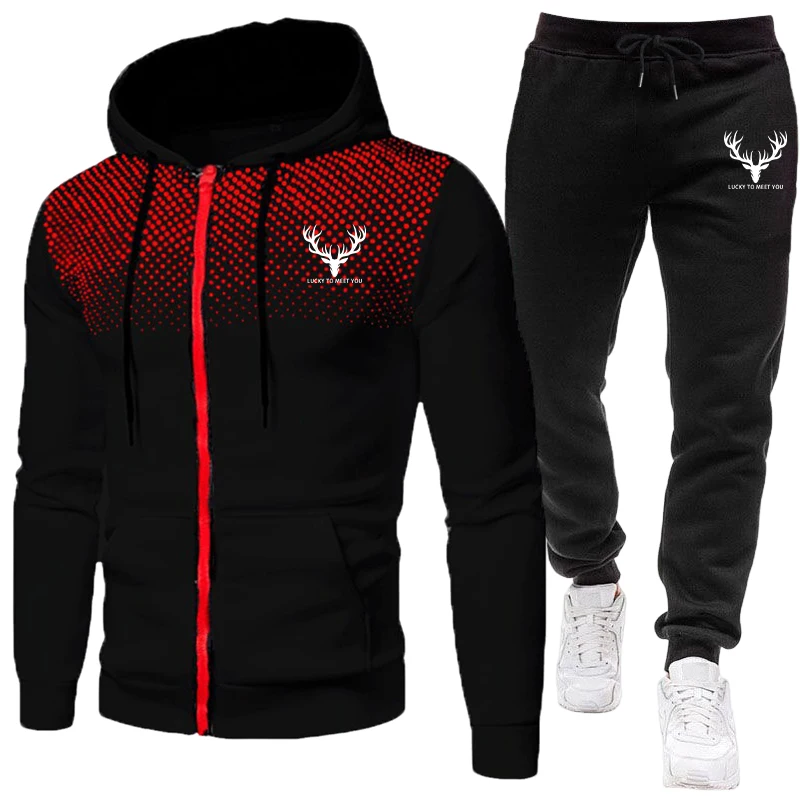 2026新作 メンズセット ジップアップパーカーと黒のスウェ - Men'S Fashion Zipper Hoodie のレビューと価格