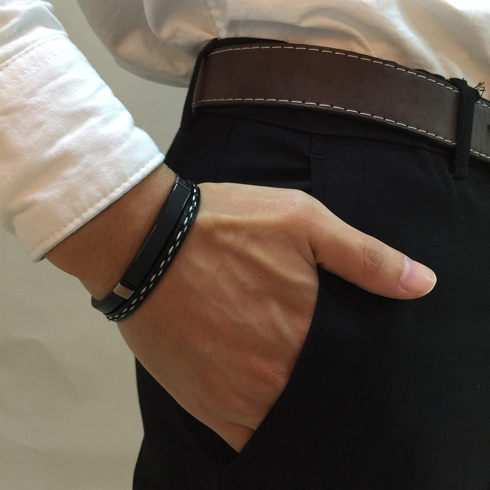 二層構造の委員会風編み込みPUレザーブレスレット、ステンレス - Men'S Fashion Gold Chain のレビューと価格