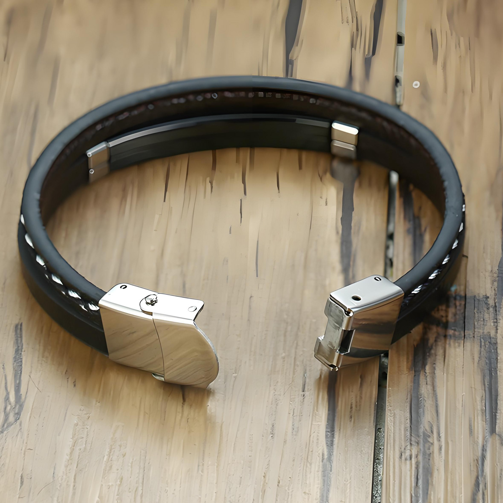 二層構造の委員会風編み込みPUレザーブレスレット、ステンレス - Men'S Fashion Gold Chain のレビューと価格