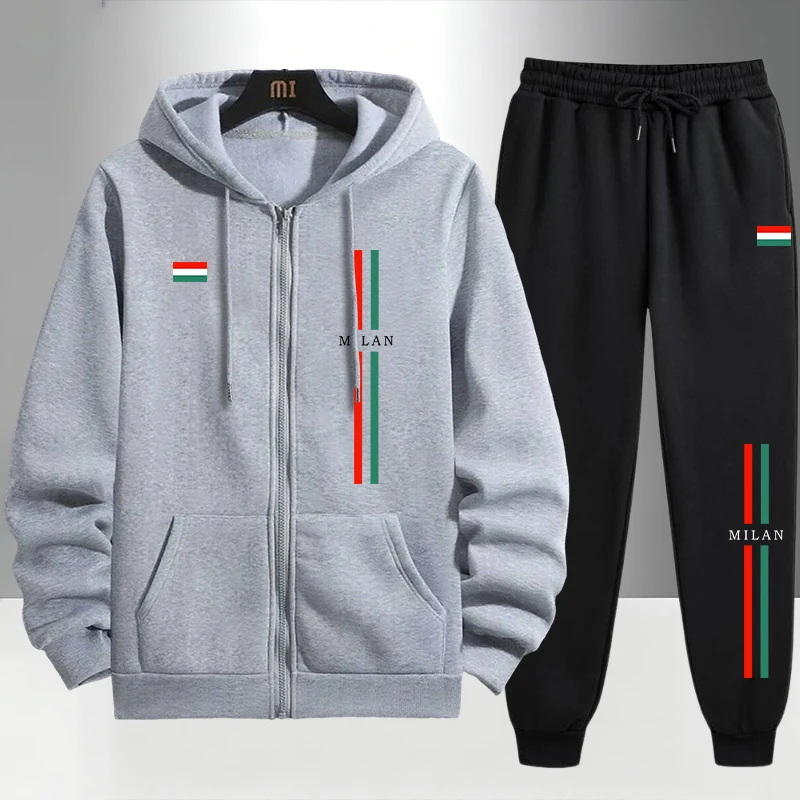 2026 イタリアプリント メンズセット ジップアップパーカ - Men'S Fashion Zipper Hoodie のレビューと価格