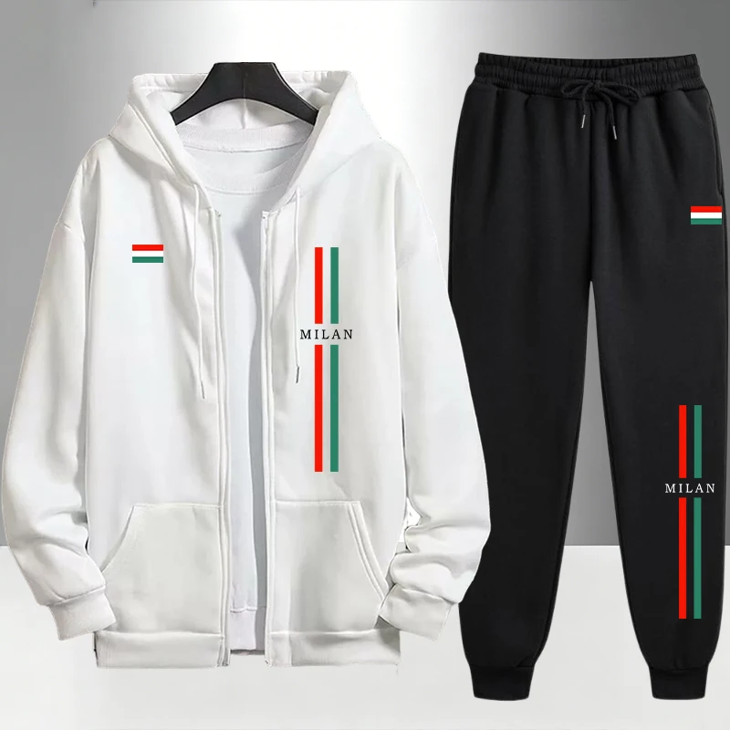 2026 イタリアプリント メンズセット ジップアップパーカ - Men'S Fashion Zipper Hoodie のレビューと価格