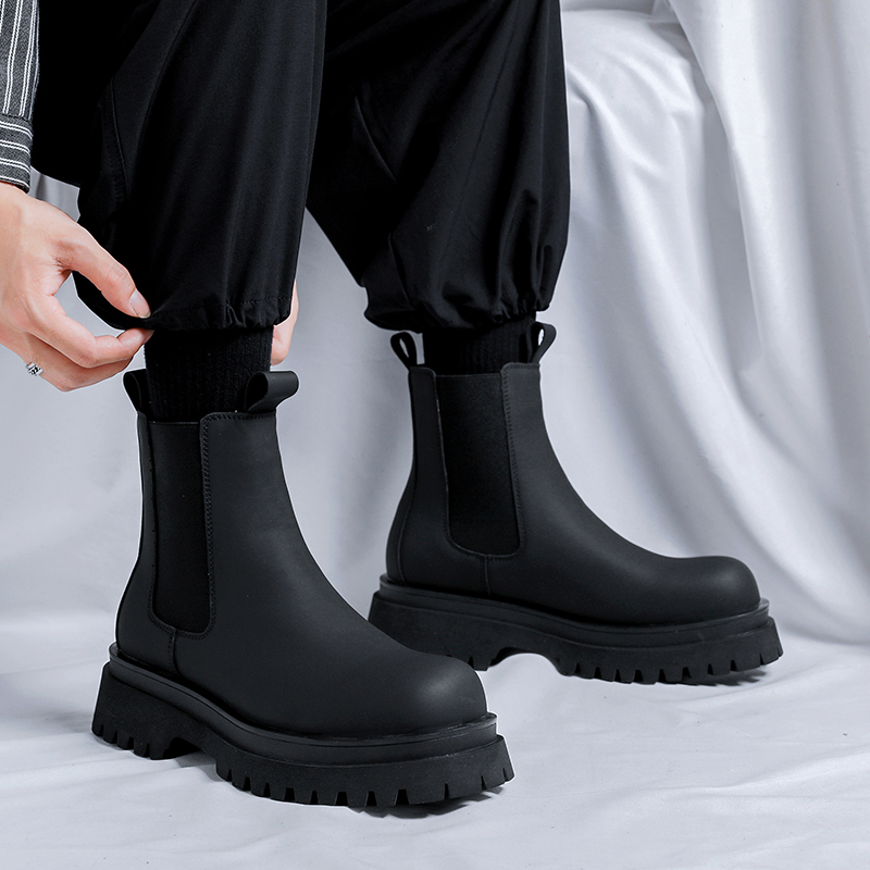 2026プラットフォームブラックハイカットブーツ メンズ ハ - Chelsea Boots Men のレビューと価格