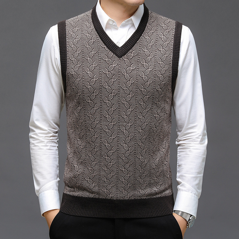 ブラウンブランドセーターメンズ服 2026 秋ウール無地ニッ - Men'S Fashion V Neck Sweater のレビューと価格