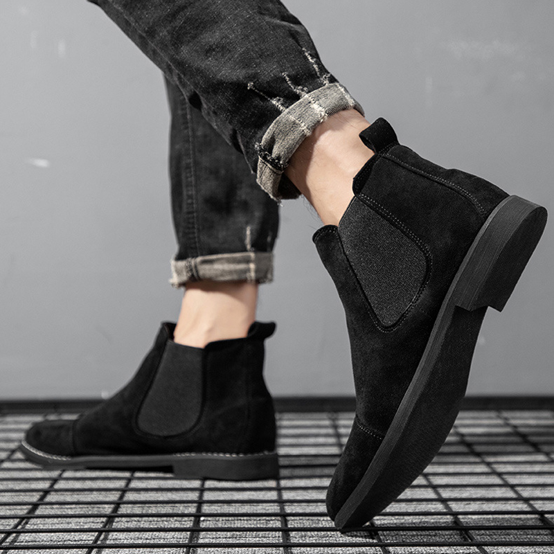 男性チェルシーブーツスエードレザーアンクルブーツ英国スタイル - Chelsea Boots Men のレビューと価格