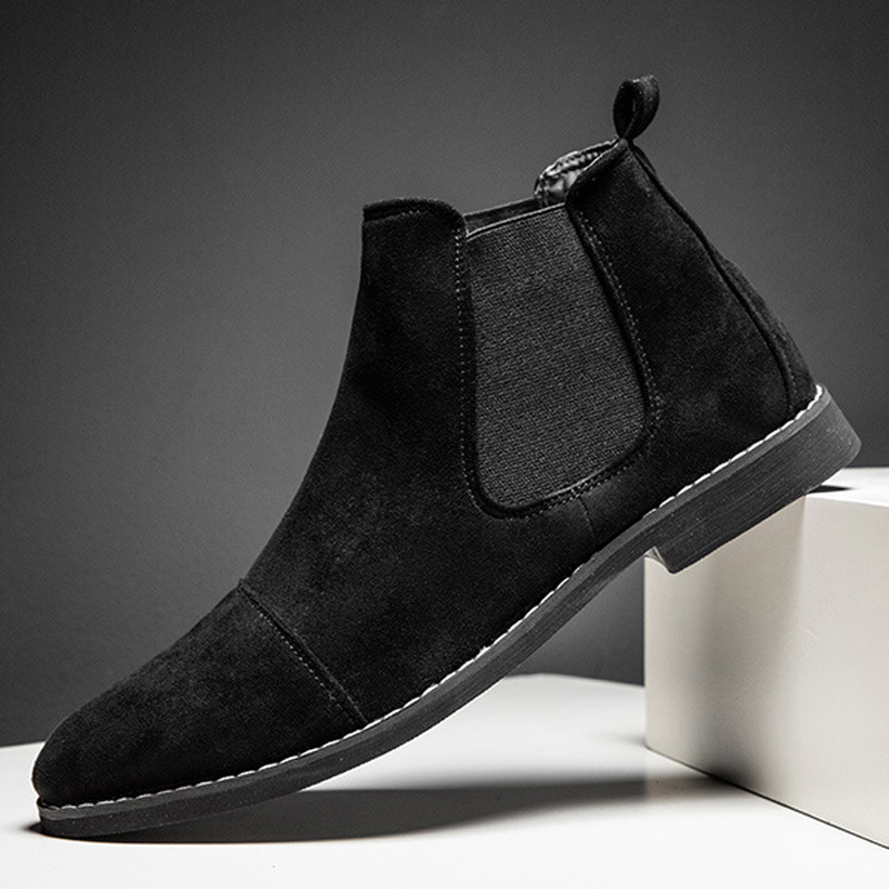 男性チェルシーブーツスエードレザーアンクルブーツ英国スタイル - Chelsea Boots Men のレビューと価格