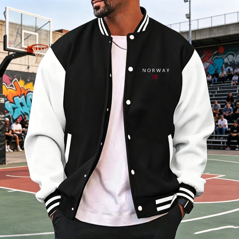メンズワインレッドホワイトカラーブロックバーシティジャケット - Varsity Jacket Letterman のレビューと価格