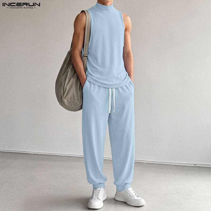 INCERUN メンズセットアップ 無地タートルネックノース - Track Suit Men のレビューと価格