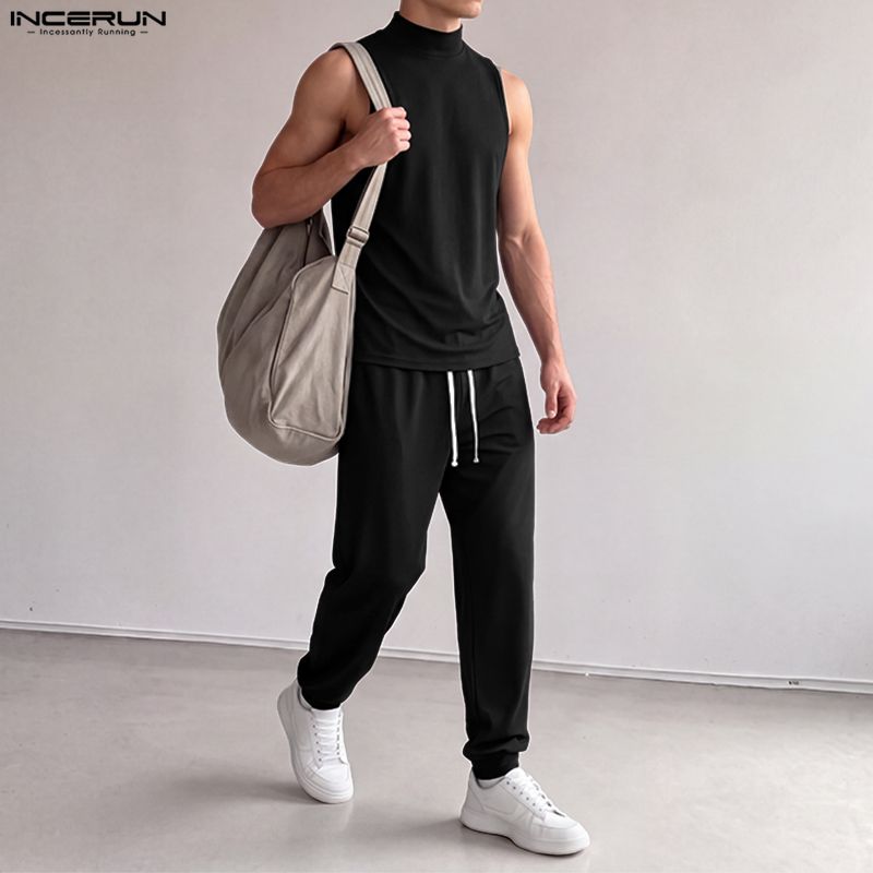 INCERUN メンズセットアップ 無地タートルネックノース - Track Suit Men のレビューと価格