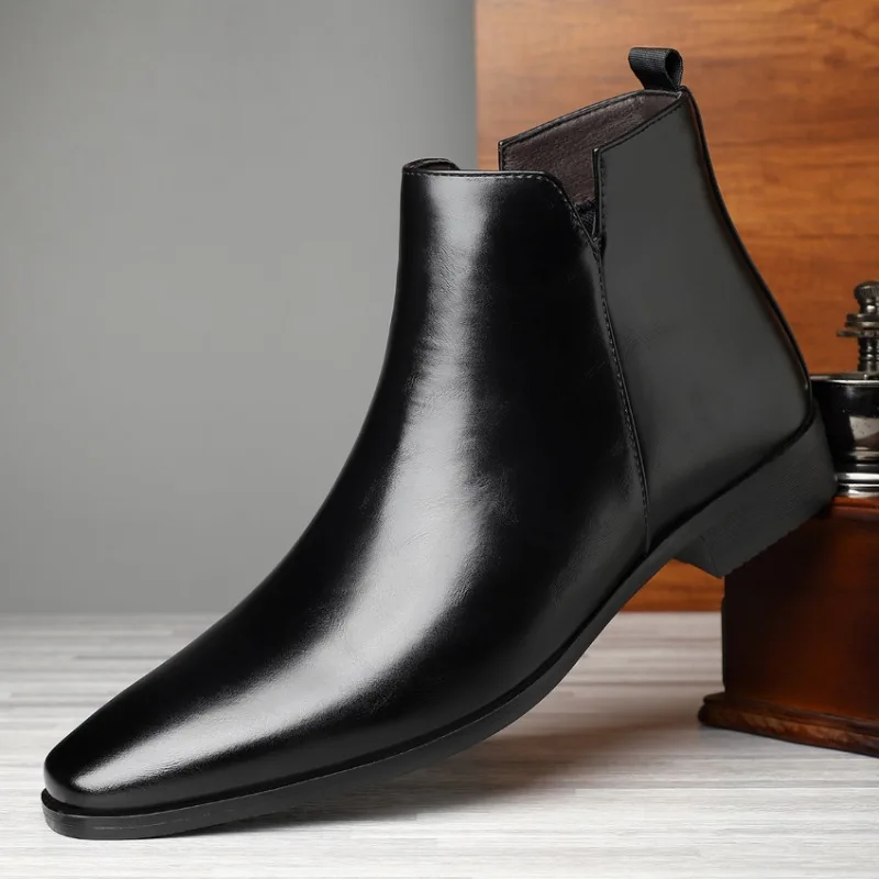 新しいメンズブーツクラシックチェルシーブーツ高級ハイトップレ - Chelsea Boots Men のレビューと価格