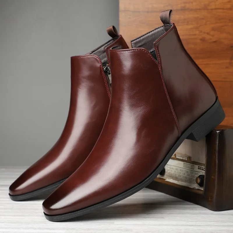 新しいメンズブーツクラシックチェルシーブーツ高級ハイトップレ - Chelsea Boots Men のレビューと価格