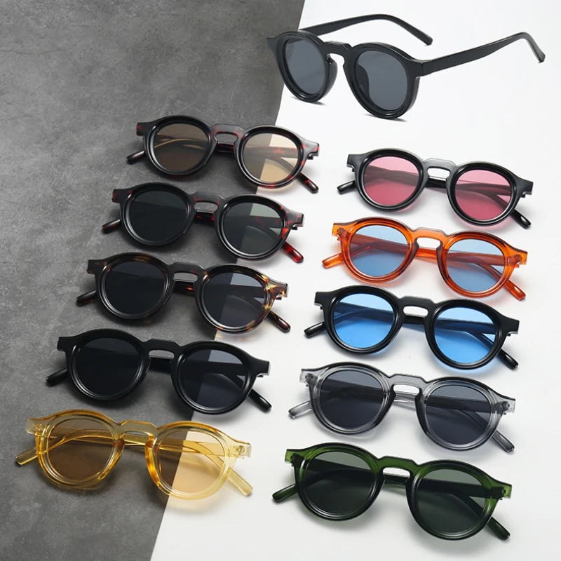 高品質ラウンドサングラス女性男性パンクシェードレトロトレンド - Men'S Fashion Glasses のレビューと価格
